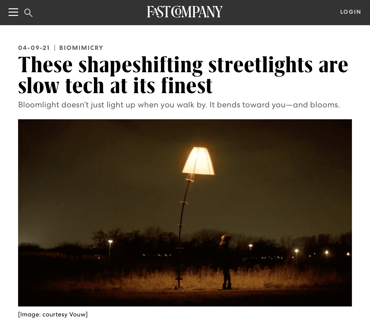 Fast Company: Estas farolas que cambian de forma son slow tech en su máxima expresión